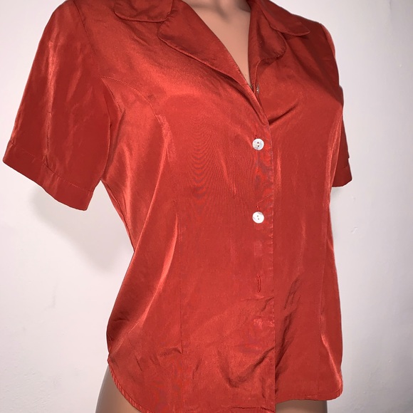 Rust vintage short sleeve blouse - Picture 2 of 4